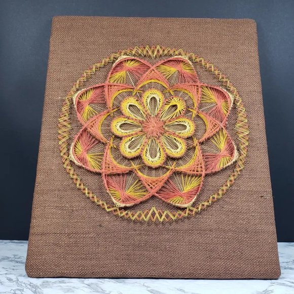 Mandala String Art Wall Decor Encased Vintage - Picture 3 of 16
